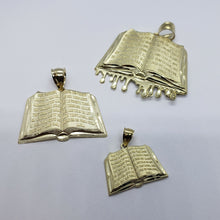 Load image into Gallery viewer, 14K Yellow Solid Gold Bible Book Pendant Charm Religious 3 Sizes
