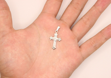 Load image into Gallery viewer, 925 Sterling Silver Dainty Fleuree Crucifix Cross Pendant
