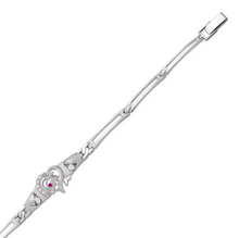Load image into Gallery viewer, 14K White Gold Fancy Dolphin Diamond Cut Bracelet 3mm Wide, 12mm Center H Clasp

