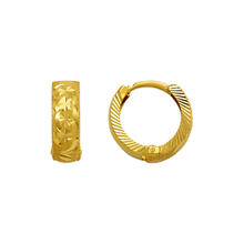 Load image into Gallery viewer, 14K Real Yellow Gold Diamond Cut Small Round Hinged Hoop 5mm Huggie Earrings
