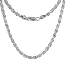 Load image into Gallery viewer, 925 Sterling Silver Solid Rope Chain Necklace Diamond Cut 4mm 7" to 30"
