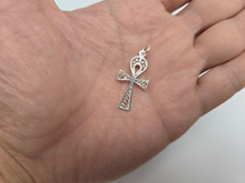 Load image into Gallery viewer, 925 Sterling Silver Filigree Egyptian Ankh Cross Pendant 1 1/16 Inch Tall (27mm)
