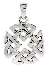 Load image into Gallery viewer, 925 Sterling Silver Large Round Celtic Shield Knot Pendant 1 (25mm) Inch Tall
