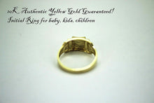 Load image into Gallery viewer, 10K Yellow Gold Initial Alphabet Letter Ring for Baby Kids Children Size 1 to 3
