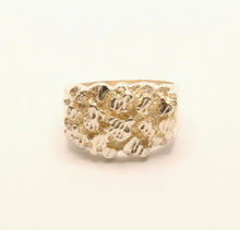 Load image into Gallery viewer, 925 Sterling Silver Diamond Cut Finish Nugget Ring 9/16 Inch Wide, Sizes 8-13
