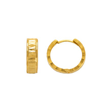 Load image into Gallery viewer, 14K Real Yellow White Gold Huggie Hoop Earrings Diamond Cut Round 13mm Men Women
