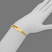Load image into Gallery viewer, 14K Tricolor Gold 6.8mm Kids Heart ID 4mm Figaro Chain Bracelet 6" Engraving
