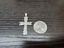 Load image into Gallery viewer, 925 Sterling Silver Wide Flat Nugget Cross Pendant 1 3/8 Inch Tall (35mm)
