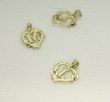 Load image into Gallery viewer, 10k Yellow Rose Gold Heart Flower Alphabet Initial Letter Pendant Charm Women
