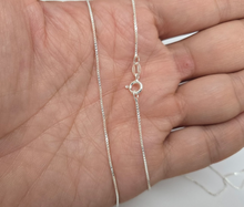 Load image into Gallery viewer, 925 Sterling Silver Box Chain Very Thin Necklace Women 0.8mm Thick Size 16"~30"
