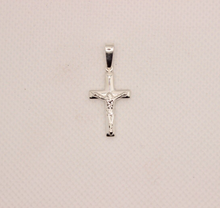 Load image into Gallery viewer, 925 Sterling Silver Dainty Beveled Edge Crucifix Cross Pendant
