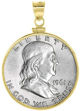 Load image into Gallery viewer, Sterling Silver &amp; Gold Filled Half Dollar Bezel Screw Top 30mm Coin Edge 2 Color
