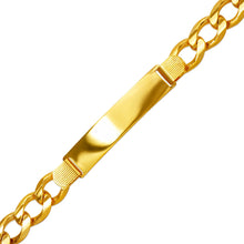 Load image into Gallery viewer, 14K Yellow Gold Figaro Chain ID Bracelet 10mm/10mm 8" 8.5" Engraving Available
