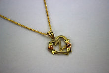 Load image into Gallery viewer, 10K Gold Initial Pendant Charm Flower Girl Women and/or Singapore Chain
