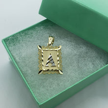 Load image into Gallery viewer, 14K Solid Yellow Gold Initial Letter Plate Pendant A-Z Alphabet Necklace Charm
