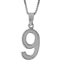 Load image into Gallery viewer, 925 Sterling Silver Small Plain Number 9 Charm Pendant 3/4 (19mm) Inch Tall
