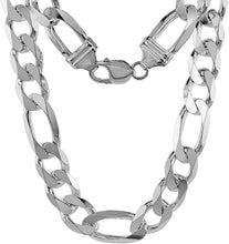 Load image into Gallery viewer, 925 Sterling Silver Heavy Thick Figaro Chain Bracelet Necklace 13mm 8" - 30"
