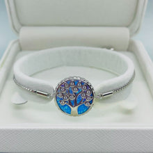 Load image into Gallery viewer, Sterling Silver Synthetic Opal Family Tree Bolo Bracelet for Women Sliding Clasp
