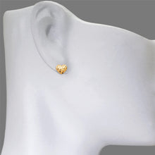 Load image into Gallery viewer, 14K Real Yellow Gold Diamond Cut Curved Heart Stud Earrings 9mm

