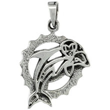 Load image into Gallery viewer, 925 Sterling Silver Round Dolphin Cutout Pendant 7/8 Inch (22mm) Tall
