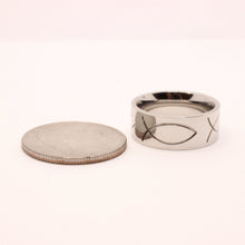 Load image into Gallery viewer, Stainless Steel Ichthus Christian Jesus Fish Symbol Wedding Band Ring 8mm
