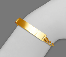 Load image into Gallery viewer, 14K White Pave Gold Figaro Concave ID Bracelet 7mm/4mm 7" 7.5" Engraving Avail
