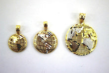 Load image into Gallery viewer, Authentic 10K Yellow White Real Gold Diamond Cut Globe Pendant Men Women 3 Sizes
