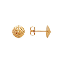 Load image into Gallery viewer, 14K Real Yellow Gold Diamond Cut Curved Ball Stud Earrings 9mm
