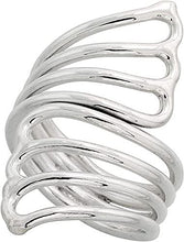 Load image into Gallery viewer, Sterling Silver Wire Wrap Ring Women Long Fan Bypass Handmade 1 1/2 inch Long

