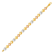 Load image into Gallery viewer, 14K Tri Color Gold Faceted Diamond Cut Bracelet 7 mm 7" Chain Brazalete tricolor
