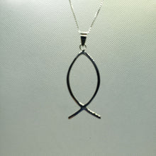 Load image into Gallery viewer, Sterling Silver Handmade Christian Fish Pendant Ichthys w/out 1mm Box Chain
