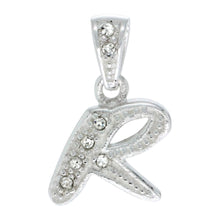 Load image into Gallery viewer, 925 Sterling Silver CZ Action Initial Letter Alphabet Pendant 3/4 Inch Wide
