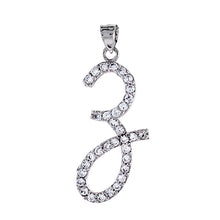 Load image into Gallery viewer, 925 Sterling Silver CZ Script Initial Letter Alphabet Pendant 1 3/8 Inch Wide
