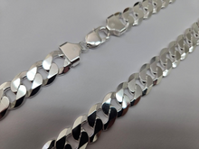 Load image into Gallery viewer, 925 Sterling Silver Beveled Flat Curb Cuban Link Chain Necklace 14mm 8" to 30"
