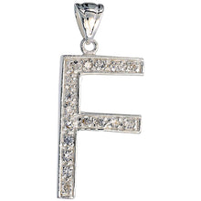 Load image into Gallery viewer, 925 Sterling Silver CZ Block Initial Letter Alphabet Pendant 1 5/8 Inch Wide
