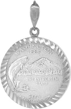 Load image into Gallery viewer, Sterling Silver Quarter Dollar Bezel 24 mm Coins Prong Back Diamond Cut 25 Cent
