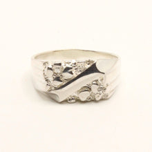 Load image into Gallery viewer, 925 Sterling Silver Slanted Center Stripe Nugget Ring 7/16 Inch Wide, Sizes 8-13
