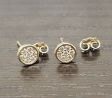 Load image into Gallery viewer, 10K Gold Earring with CZ Stud Push Back 2 Styles Round or Squared Women Girl
