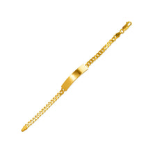 Load image into Gallery viewer, 14K Yellow Gold Shiny Curb Kids ID Bracelet 5mm/4.5mm 6" Engraving Available
