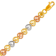 Load image into Gallery viewer, 14K Tri Color Gold Faceted Diamond Cut Bracelet 5 mm 7" Chain Brazalete tricolor
