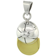 Load image into Gallery viewer, 925 Sterling Silver Two-Tone Brass Baseball Cap Pendant 1 1/16 (27mm) Inch Tall
