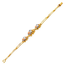 Load image into Gallery viewer, 14K Tricolor Gold Fancy Elephant High Polished Bracelet 3mm Wide, 12.5 Center
