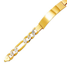 Load image into Gallery viewer, 14K Two Tone Gold Figaro ID Bracelet 11mm/10mm 8" 8.5" long Engraving Available
