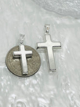 Load image into Gallery viewer, 925 Sterling Silver Simple Thick Cross Pendant 2 Sizes 21.7mm or 29mm
