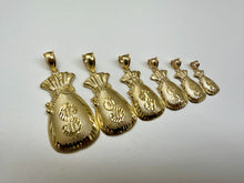 Load image into Gallery viewer, 10K Solid Yellow Gold Lucky Money Bag Pendant Diamond Cut 6 Sizes
