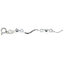 Load image into Gallery viewer, 925 Sterling Silver Wavy Link Anklet with Hearts 6mm, Fits 9" to 10" Ankles
