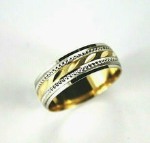 Load image into Gallery viewer, 14K GOLD Wedding Band Ring Yellow White Two-Tone Color Size 5~13 With Engraving
