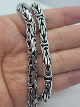 Load image into Gallery viewer, 7mm Sterling Silver Round BYZANTINE Chain Necklace Bracelet Antiqued Finish
