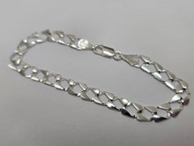 Load image into Gallery viewer, 925 Sterling Silver Flat Square Curb Link Bracelet Italy 6mm, 7" Long
