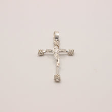 Load image into Gallery viewer, 925 Sterling Silver Dainty Stick Crucifix Cross Pendant with Rope Textured Edges
